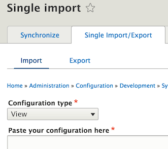 configuration management view import